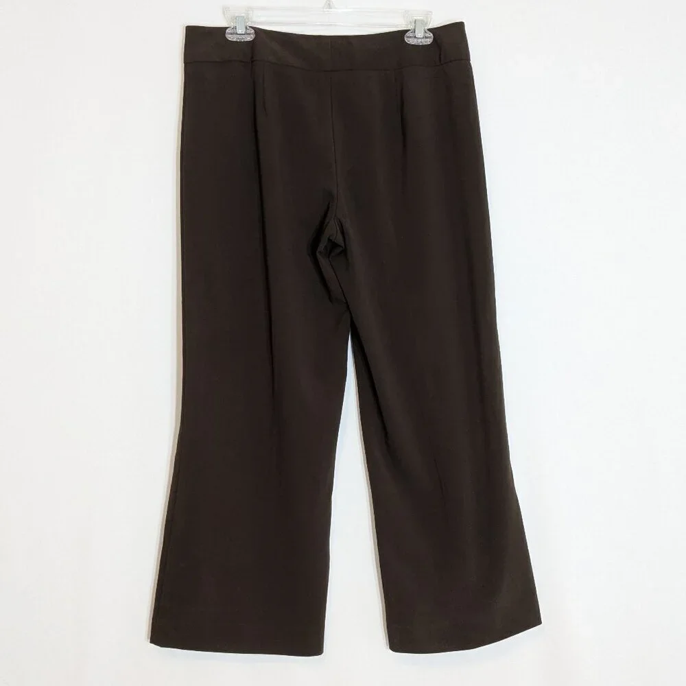 APOSTROPHE Brown Mid-Rise Front Zip Stretch Poly Career Pants; Size 12P